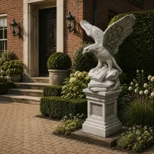 Adelaar tuinbeeld op sokkel - groot stenen standbeeld - 233 cm
