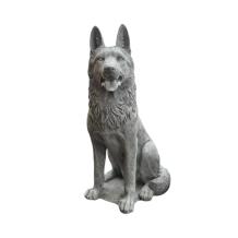 Herdershond beeld – 120 cm – grijs – stenen decoratie