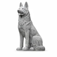 Herdershond beeld – 80 cm – grijs – stenen decoratie