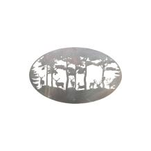 Metalen wandornament - herten in bos - silhouet - ovaal