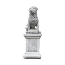 Hond op sokkel - 68 cm - steen - tuinbeeld set - Rottweiler