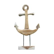 Handgemaakt anker op stand - 55 cm - teakhout