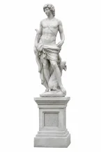 Tuinbeeld van Sint Hubertus op zuil - steen - 205 cm