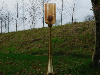 Staande kandelaar – 110 cm – glas en goudkleurig metaal