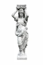Kariatide - stenen beeld - 155 cm - klassiek wit - in detail