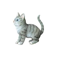 Kitten - polystone - 18 cm - grijs - gedetailleerd