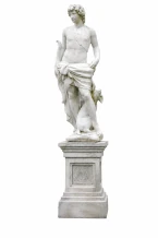 Tuinbeeld van Sint Hubertus op zuil - steen - 205 cm