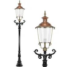 Lantaarnpaal met koperen kap – 240 cm – klassieke buitenlamp