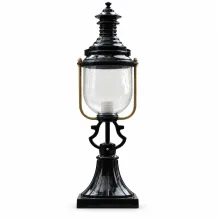 Sokkellamp met ronde kap – zwart aluminium en messing – 71 cm