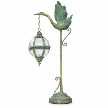 Windlicht XL met zwaan – 102 cm – vintage lantaarn – metaal