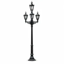 Klassieke lantaarnpaal met 4 kappen – zwart – 315 cm