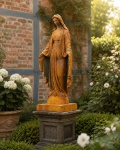 Gietijzeren tuinbeeld van Maria, kerkelijk beeld