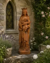 Tuinbeeld van Maria met Jezus - gietijzeren Madonna