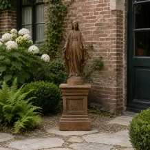 Tuinbeeld Maria op sokkel - groot standbeeld van 155 cm hoog