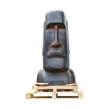 Moai - polystone beeld - 180 cm - antraciet met oranje