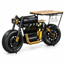 Industriële Motor Side Table | Bartafel - met wijnrek