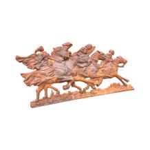 Gietijzeren wandornament - paarden met ruiters - rustiek