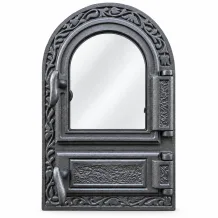 Ovendeur - kacheldeur - ijzer met glas - 48.5 x 32.5 cm