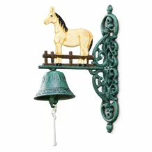 Deurbel met paard – blond gietijzer – vintage wandbel