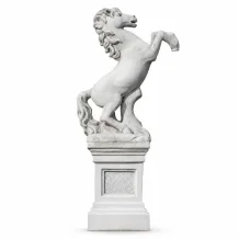 Paard op sokkel - stenen dierenbeeld - 160 cm - klassiek