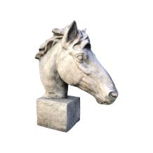 Paardenhoofd - polystone - 63 cm - grijs - gedetailleerd