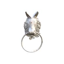 Gietijzeren paardenhoofd met ring - rustieke decoratie - wit