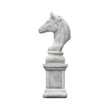 Paardenhoofd op sokkel - 83 cm - steen - tuinbeeld