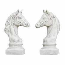 Set paardenhoofden - stenen tuinbeelden - 50 cm
