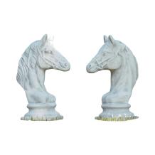 Paardenhoofden - stenen dierenbeeld - 50 cm - set van 2