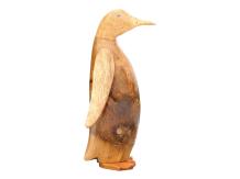 Beeld Pinguïn, Teakhout, Houten Sculptuur