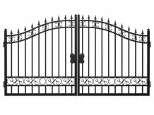 Smeedijzeren poort zwart – dubbele toegangspoort – 365 cm
