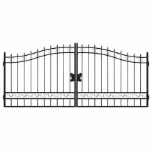Grote klassieke poort – 596 cm – strak design – zwart smeedijzer