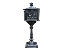 Staande brievenbus, zwart, gietijzeren postbus, zwaar