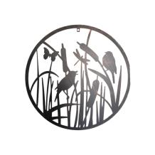 Metalen wandornament - vogels - ronde silhouet - zwart