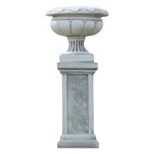 Ronde bloempot op sokkel – 83 cm – steen – klassiek geheel