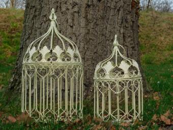 Set vogelkooien van ijzer – 36/50 cm – vintage white