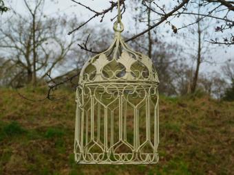Ensemble de cages à oiseaux en fer – 36/50 cm – blanc vintage
