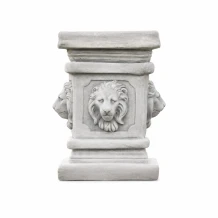 Sokkel met leeuwenkoppen - steen - 47 cm - klassiek wit