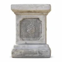 Stenen sokkel – klassiek wit – bloemmotief – 25 cm