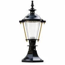 Zwarte sokkellamp met messing accenten – buitenlamp – 51 cm