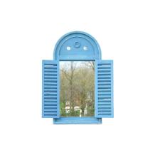 Spiegel met houten frame en deurtjes - vintage blue