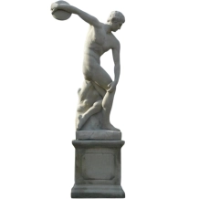 Groot Standbeeld van een Discuswerper - 230 cm - Vintage Gietsteen