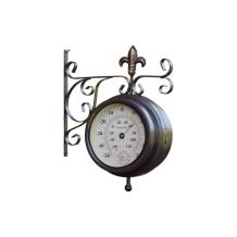 Stationsklok met thermometer – 30 cm – zacht staal en glas