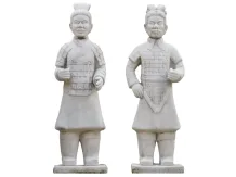 Set van 2 Japanse krijgers – steen – 125 cm – wit/grijs