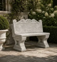 Tuinbank steen – 120 cm – klassieke tuindecoratie