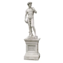 Tuinbeeld David op sokkel - klassiek Bijbels figuur - steen
