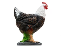 Haan donkerbruin/wit – decoratief polystone – 53 cm