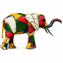 Metalen olifant 'Tariq' – kleurrijk Afrikaans tuinbeeld