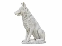 Grote zittende wolf van steen – krachtig en natuurgetrouw