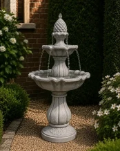 Grote tuinfontein van steen - klassiek model - 140 cm hoog